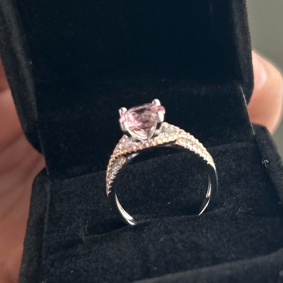 Certified Natural 1.83 Carat Pink Tourmaline 18k Gold Plated .925 Silver Ring - Picture 3 of 3